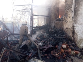 Сухотравный пожар уничтожил гараж, летнюю кухню и хозпостройку в Вергулевке – МЧС