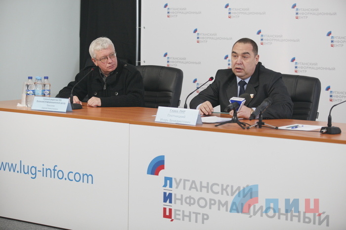 Пресс-конференция Игоря Плотницкого в ЛуганскИнформЦентре, 29 декабря