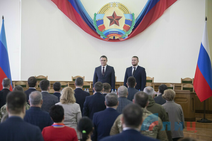 Подписание ратификационной грамоты Договора о сотрудничестве между РФ и ЛНР, Луганск, 22 февраля 2022 года