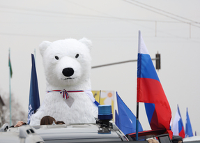 Автопробег в честь победы Путина на выборах Президента России, Луганск, 18 марта 2024 года