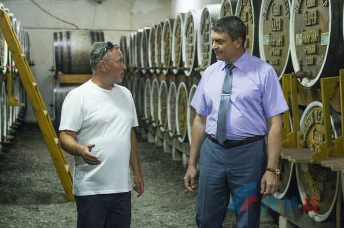 Посещение главой ЛНР Леонидом Пасечником винодельческого хозяйства в селе Бугаевка, Перевальский район, 20 июня 2019 года