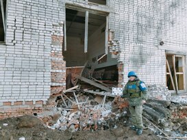 Bulavinovka village civil infrastructure damaged by Kiev artillery strike  - JCCC